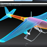 **

A detailed CFD simulation visualization of airflow around a drone wing at low speed. Show clear airflow separation on the wing's upper surface, with color gradients indicating pressure distribution and velocity.  Emphasis on the visualization of turbulence and unsteady flow features.  Consider adding a subtle, translucent wireframe of the drone itself to provide context.  Modern CFD software interface elements subtly in the background.

**
